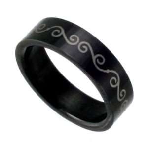  Black Stainless Steel Band with Celtic Design Sizes 8 13 Jewelry