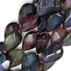    24mm multicolor agate flat teardrop beads 8 strand