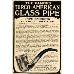  1908 Ad Turco American Tobacco Glass Pipes No Nicotine 