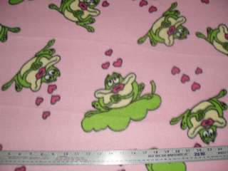 Fleece Fabric Girl Frogs on PINK and hearts BTY  