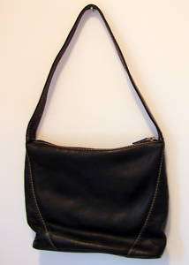 FOSSIL LEATHER PURSE BLACK STITCHING SIGNED SOFT 19X12  