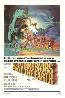 WHEN DINOSAURS RULED THE EARTH MOVIE POSTER 27x41 FOLDED N. MINT 1970 