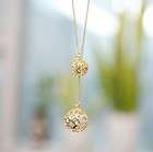 HOT Korean Fashion Gold Color Two Ball Crystal Necklace Free Shipping
