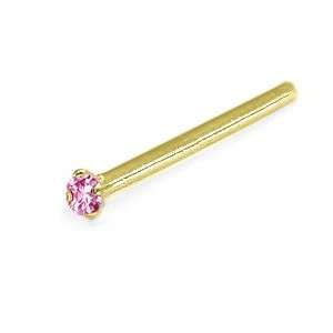  1.5mm Pink Diamond   14K Yellow Gold Nose Ring   Straight 
