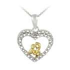  Two tone White Diamond Accent Heart Necklace of mother 