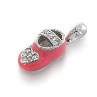   January Birthstone Petite Baby Shoe Charm Pendant Garnet CZ Engravable