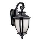   Light Outdoor Wall Mount Fixture, Black with White Linen Glass