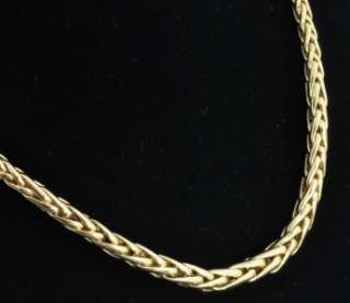 Italian 14K Yellow Gold Graduated Wheat Rope Chain Link Necklace 18 