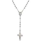   of Diamonds 14k White Gold Filigree Cross Bead Rosary Necklace (26