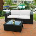  Madrid 3 piece Outdoor Wicker Loveseat and Glass Top 