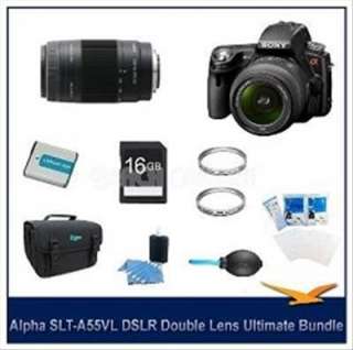 Sony Alpha SLT A55 DSLR Kit w/ Sony 18 55mm 75 300mm Lenses Ultimate 