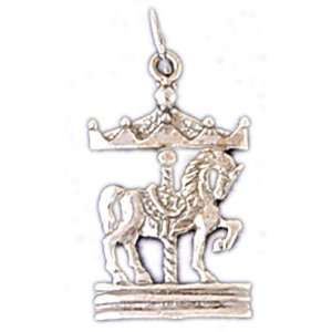  14kt White Gold Carousel Horse Pendant: Jewelry