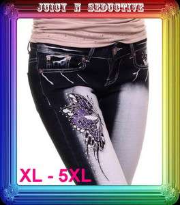 Bootcut Jeans PURPLE BUTTERFLY+Ed Hardy tattoo♥ waist 32/34/36/38 