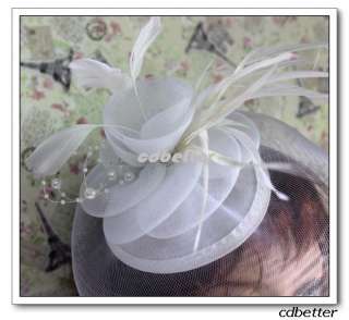 White Veil Wedding Bride Millinery Hair Clip Fascinator  