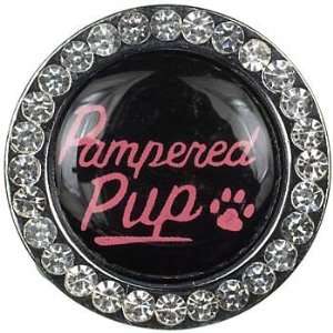   18 mm Pampered Pup Rhinestone Disk Charm, ColorClear