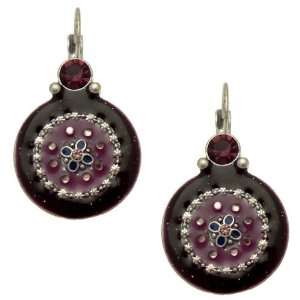   Purple Enamel & Crystal   Vintage Style Ethnic Disc Earrings Jewelry