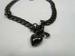 Juicy Couture Hematite Starter Bracelet w/Pave Puffed Heart Charm 