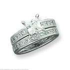 FindingKing Sterling Silver Cubic Zirconia Wedding Ring Set Size 8