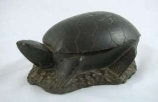   Century Korean War Trench Art Masan Carved Natural Stone Turtle Box