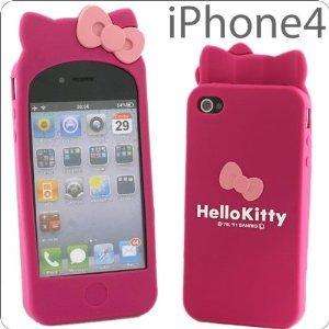 Hot Pink Hello Kitty Soft Case Cover with Ears for Apple iPhone 4 / 4S 