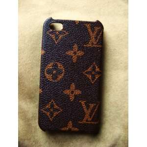  Leather Brown B Monogram Hard Back Case Cover for Iphone 4 