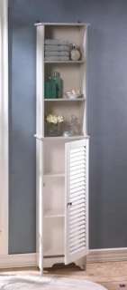   White Bathroom, Kitchen, Bedroom Storage Cabinet Louvered Door  