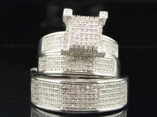 Men Ladies White Gold Finish Round Diamond Engagement Ring Wedding 