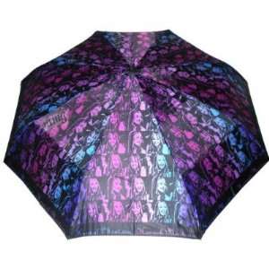   Multi colored Folding Umbrella with Black Background; Great Gift Idea