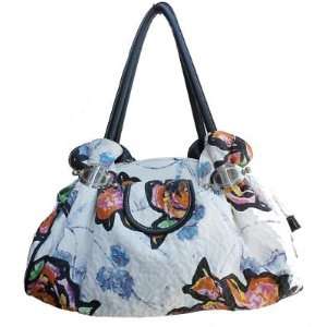  Floral Multi Colored Soft Textured Shoulder Handbag Purse 
