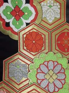 10v5117 Japanese Kimono FUKURO OBI Geometric Silk Mix 