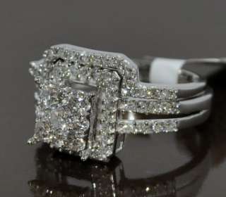 DIAMOND WEDDING SET PRINCESS CUT TOP WHITE GOLD 1CT 2PC ENGAGEMENT 