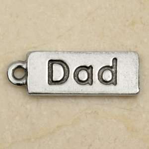   DAD DADDY 2 Sided Rectangle Silver Plated Pewter Charm