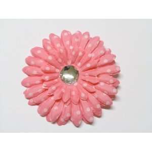  Pink Polka Dot 4 Large Gerbera Daisy Flower Hair Clip 