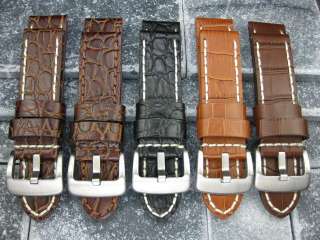 BIG GATOR 24mm LEATHER STRAP Band for PANERAI Buckle 24  