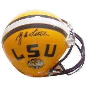  Y.A. Tittle Signed Mini Helmet   LSU Tigers   Autographed 