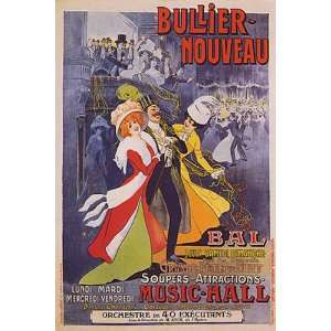 BAL PARTY CARNIVAL BULLIER NOUVEAU MUSIC HALL VINTAGE POSTER CANVAS 