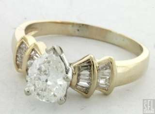 EGL CERTIFIED 14K GOLD 1.20CT PEAR CUT DIAMOND WEDDING RING W/ .90CT 