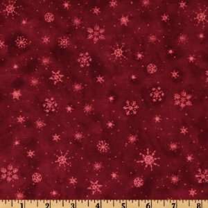  44 Wide Jolly Snowmen Snowflakes Crimson Fabric By The 