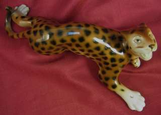 Snarling Leopard Vintage Royal Dux Porcelain Figurine  