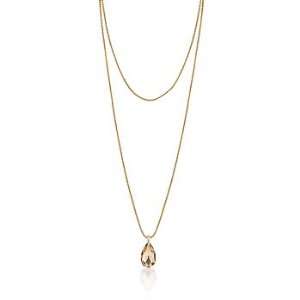  14k Gold Bonded Chain Necklace Champagne Pendant: Jewelry
