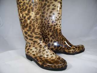 DAV English Leopard Rain Boots Retails $85 Womens Shoes Sz 10 11 B349 