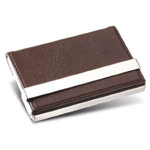  Visol Calypso Brown Leather Business Card Holder: Office 