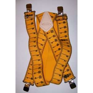   MensYellow Measuring Tape Suspenders. Made in USA 
