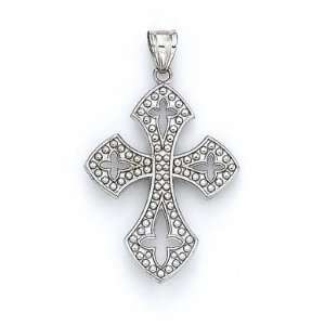  14k White Gothic Style Cross Pendant   JewelryWeb Jewelry