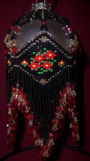BEADED ORNAMENT COVER Pattern/Directions~~Red/Black  