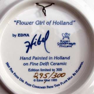 EDNA HIBEL DELFT plate FLOWER GIRL of HOLLAND L.E. 300  