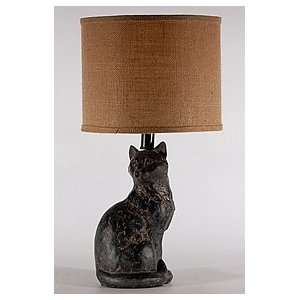  Black Cat Distress Finish Animal Table Lamp: Home 