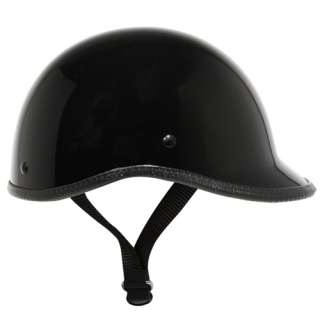  Ultra Slim Profile Fiberglass Polo Half Helmet Glossy Black XL  