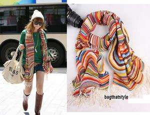 Celebrity 100% Wool Women Rainbow Shawl scarf Scarves  