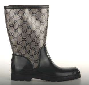 NEW GUCCI CRYSTAL GUCCISSIMA PRINT RAIN SNOW RUBBER BOOTS SHOES 35/5 